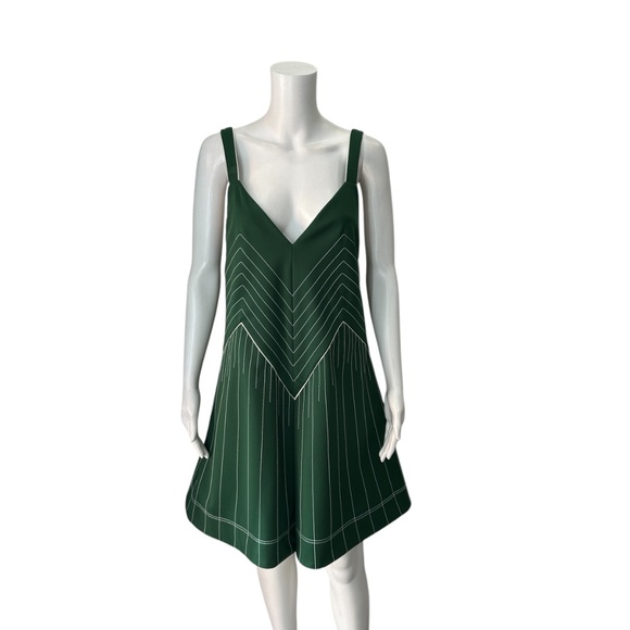 $2,890 Valentino Garavani Dark Green Pleated Stretch Ponte Dress Size 4 - Picture 8 of 10